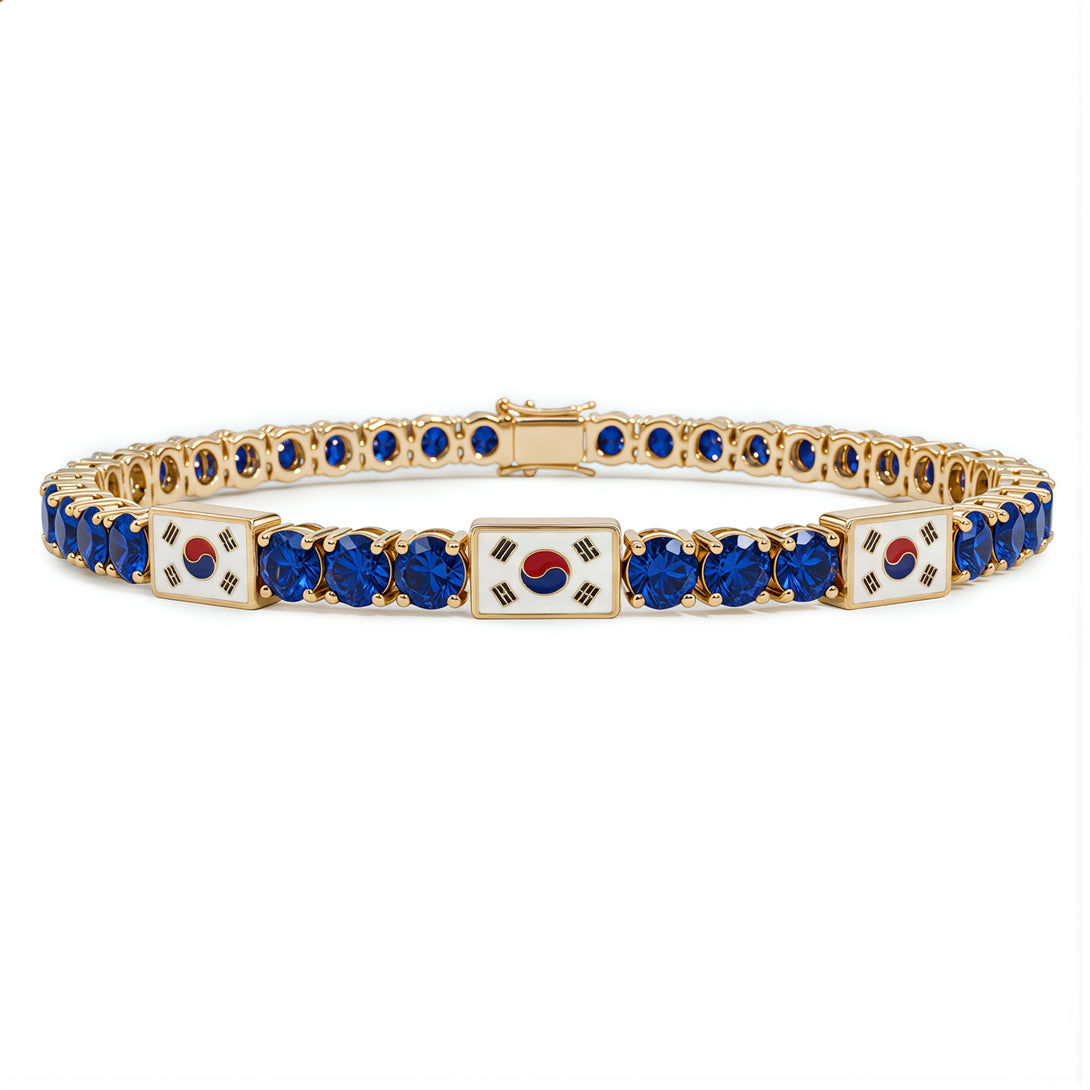 Sapphire Tennis Bracelet with South Korea Flag no. 13