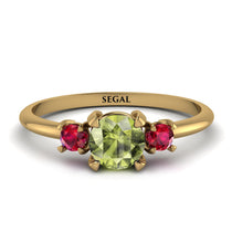 Classic Three Stone Peridot Engagement Ring - Valentina No. 710 image 1