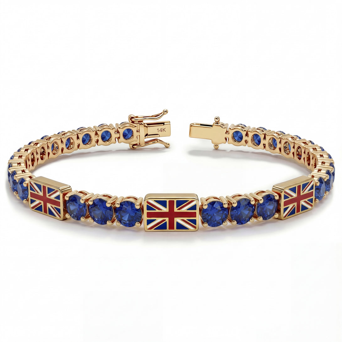 Sapphire Tennis Bracelet with United Kingdom Flag no. 13