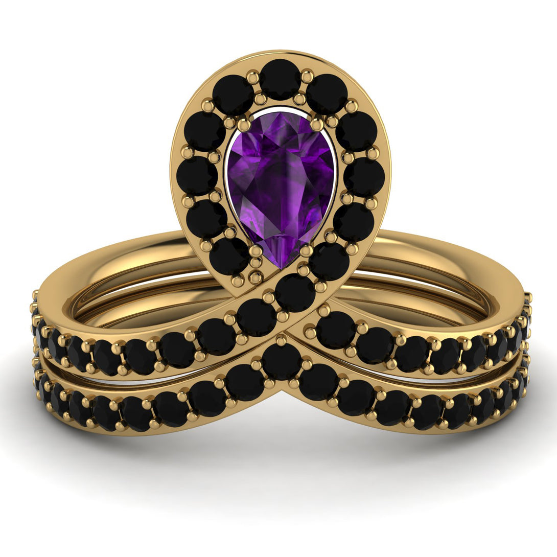 Amethyst Pear Shape Stacking Bridal Set - Emilia No. 307