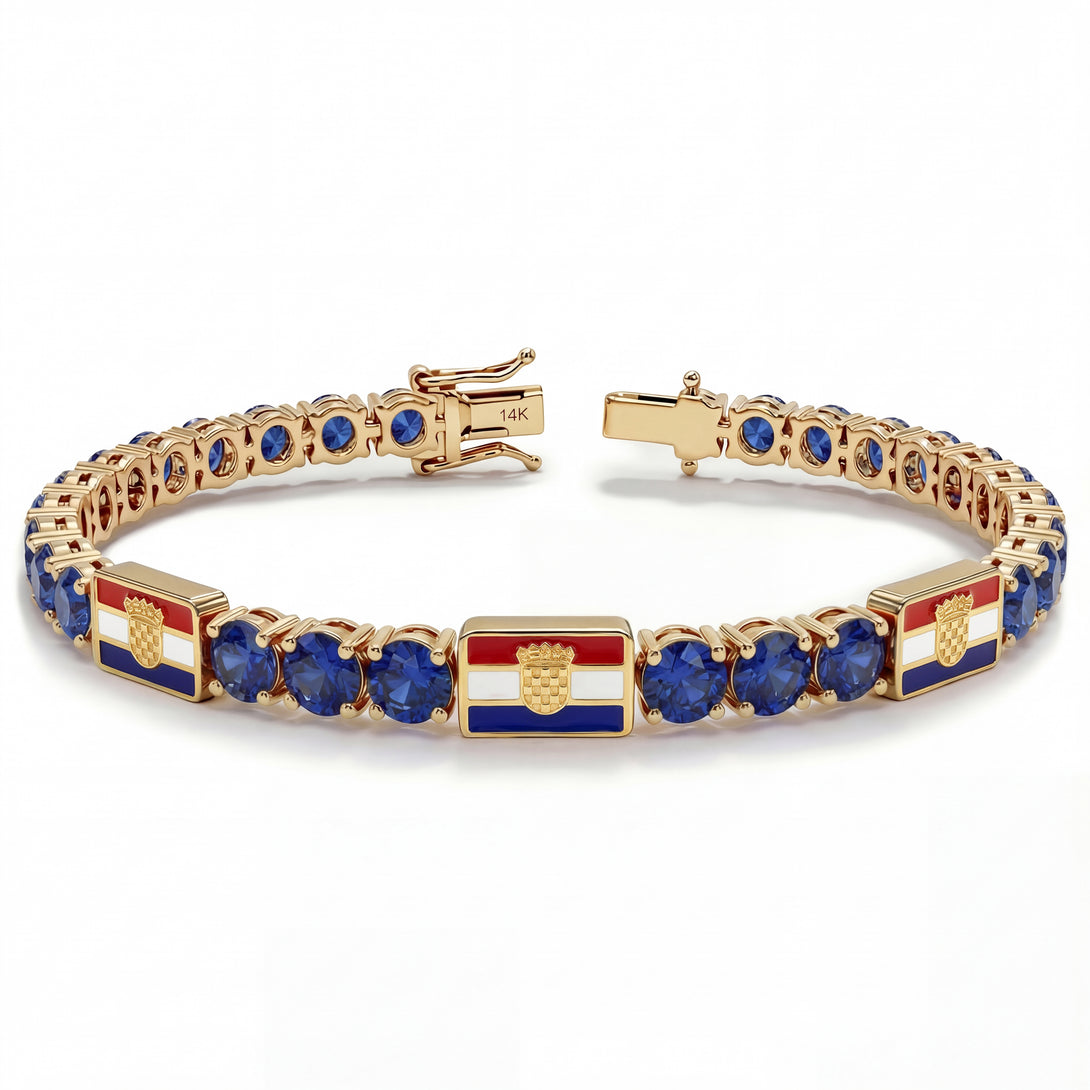 Sapphire Tennis Bracelet with Croatia Flag no. 13