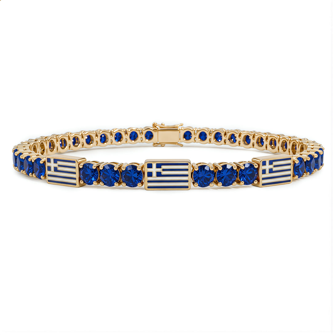 Sapphire Tennis Bracelet with Greece Flag no. 13