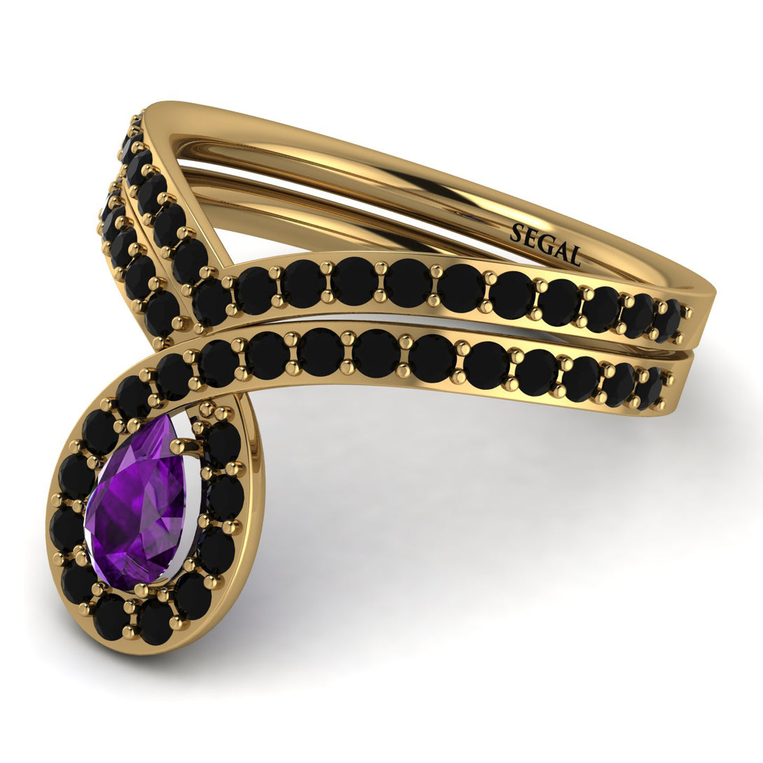 Amethyst Pear Shape Stacking Bridal Set - Emilia No. 307