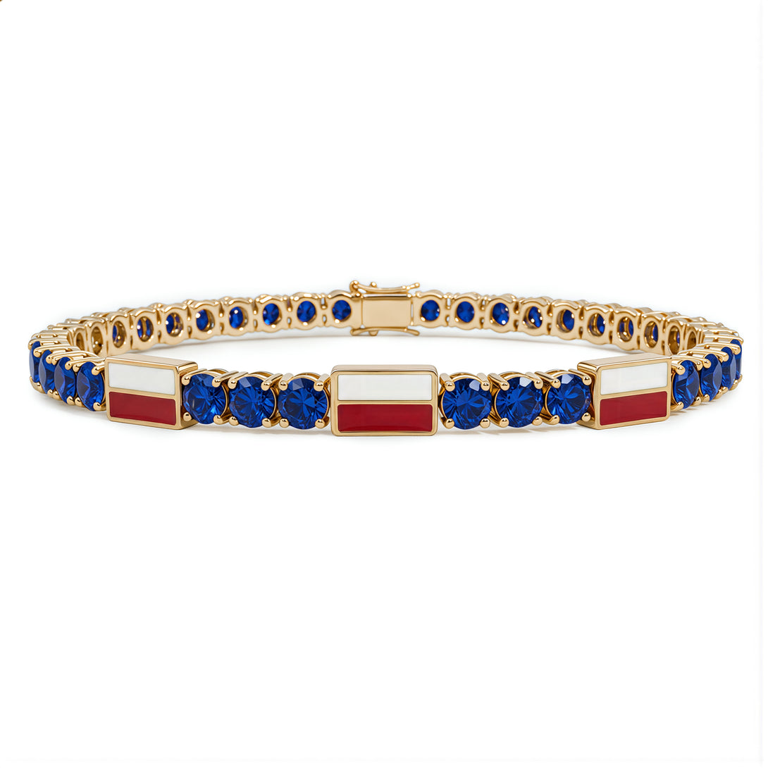 Sapphire Tennis Bracelet with Poland Flag no. 13
