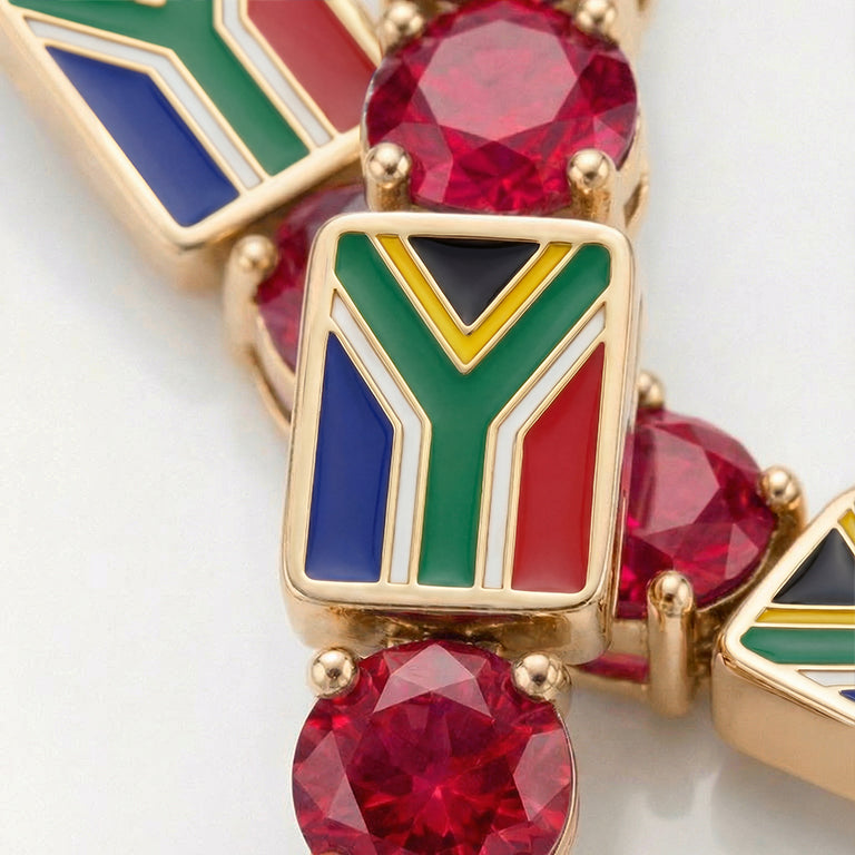 Ruby Tennis Bracelet with South Africa Flag no. 10