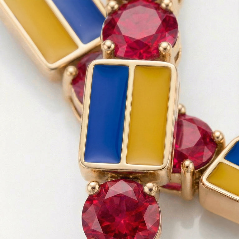 Ruby Tennis Bracelet with Ukraine Flag no. 10