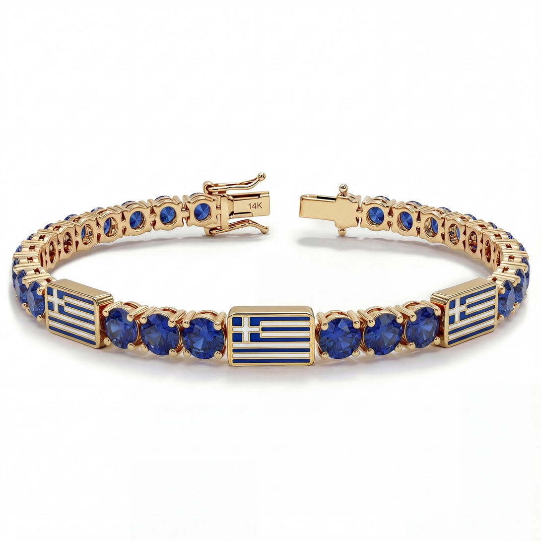 Sapphire Tennis Bracelet with Greece Flag no. 13