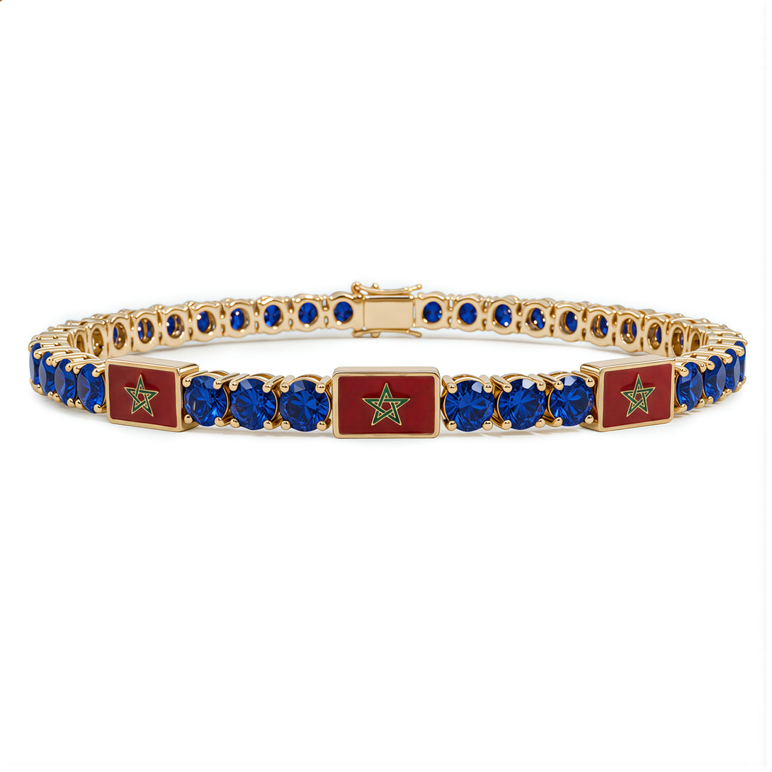 Sapphire Tennis Bracelet with Morocco Flag no. 13