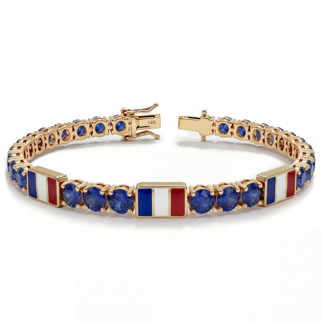 Sapphire Tennis Bracelet with France Flag no. 13