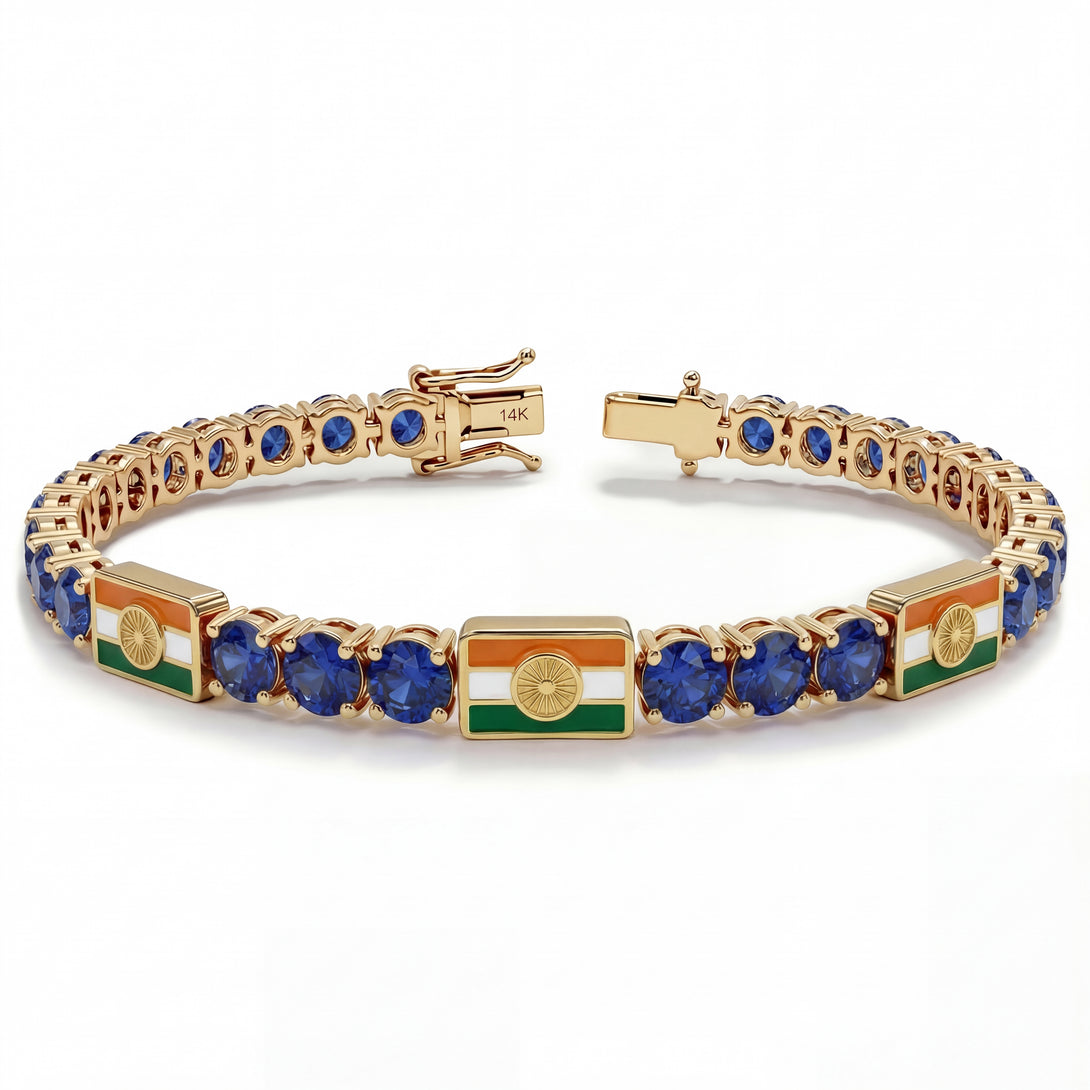 Sapphire Tennis Bracelet with India Flag no. 13