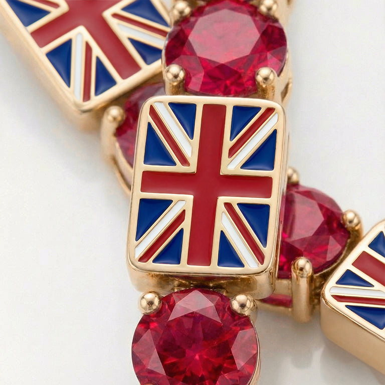 Ruby Tennis Bracelet with United Kingdom Flag no. 10