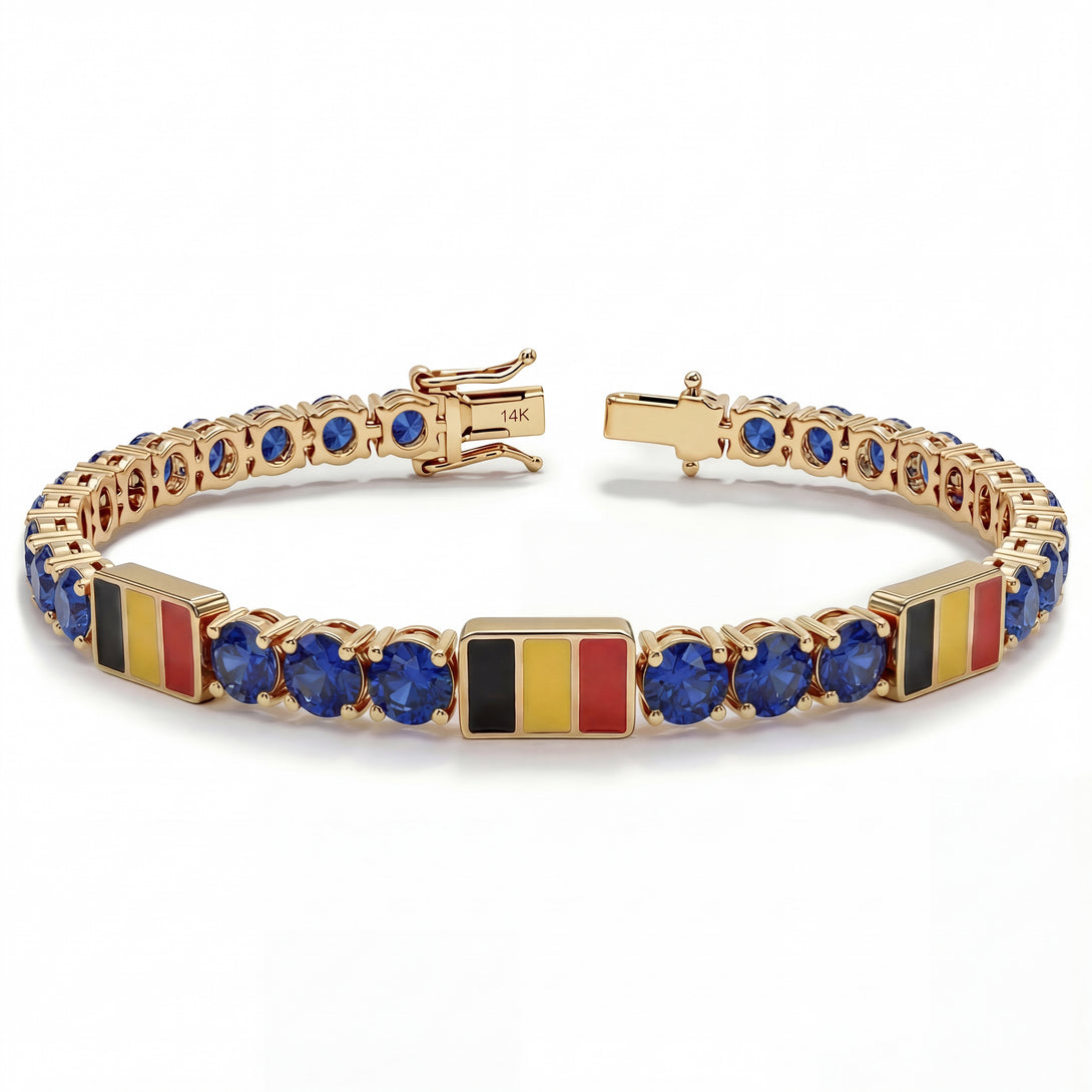 Sapphire Tennis Bracelet with Belgium Flag no. 13