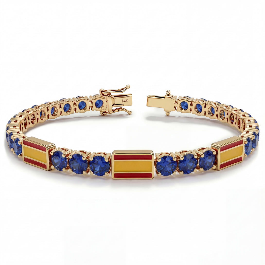 Sapphire Tennis Bracelet with Spain Flag no. 13