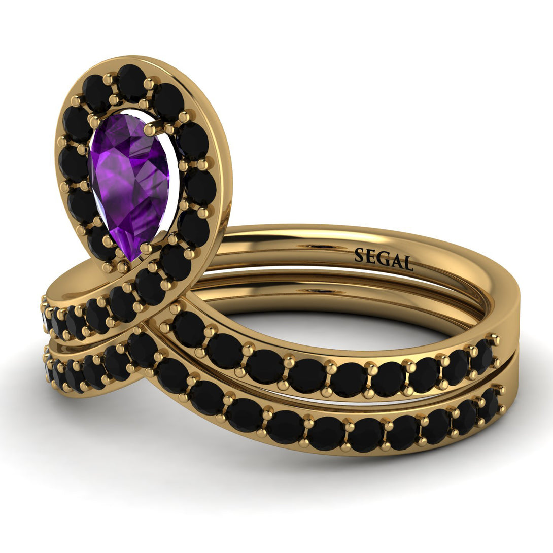 Amethyst Pear Shape Stacking Bridal Set - Emilia No. 307