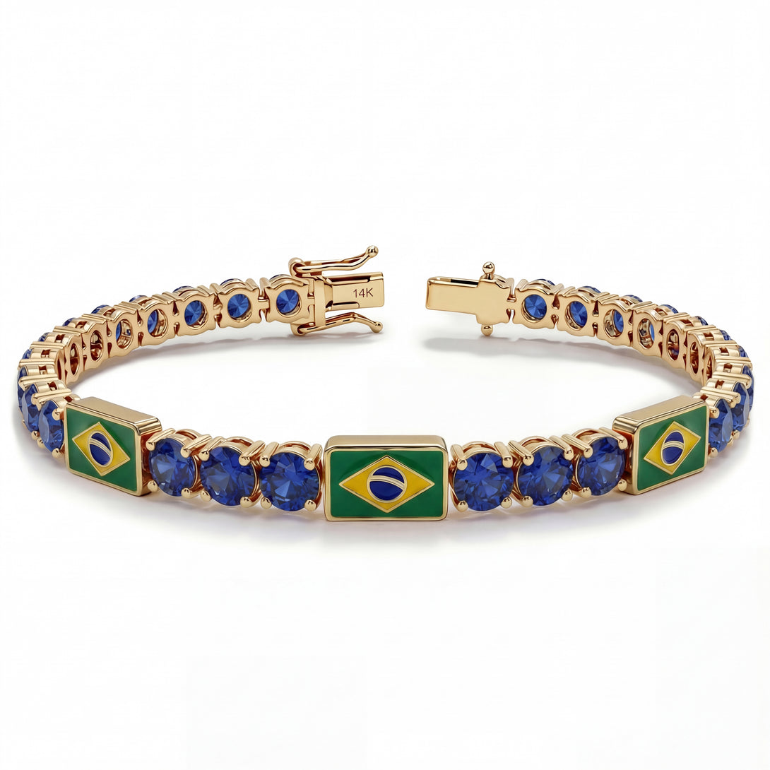 Sapphire Tennis Bracelet with Brazil Flag no. 13
