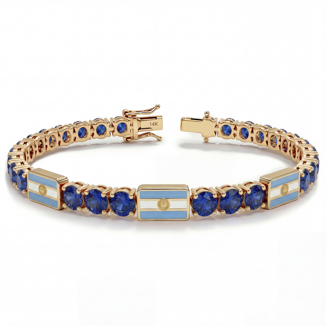 Sapphire Tennis Bracelet with Argentina Flag no. 13