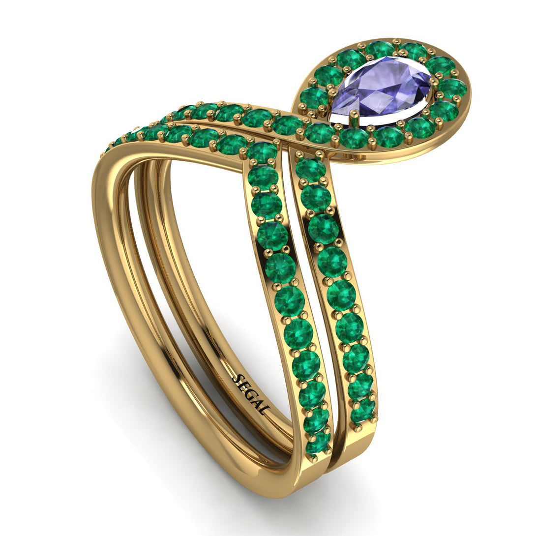 Tanzanite Pear Shape Stacking Bridal Set - Emilia No. 204