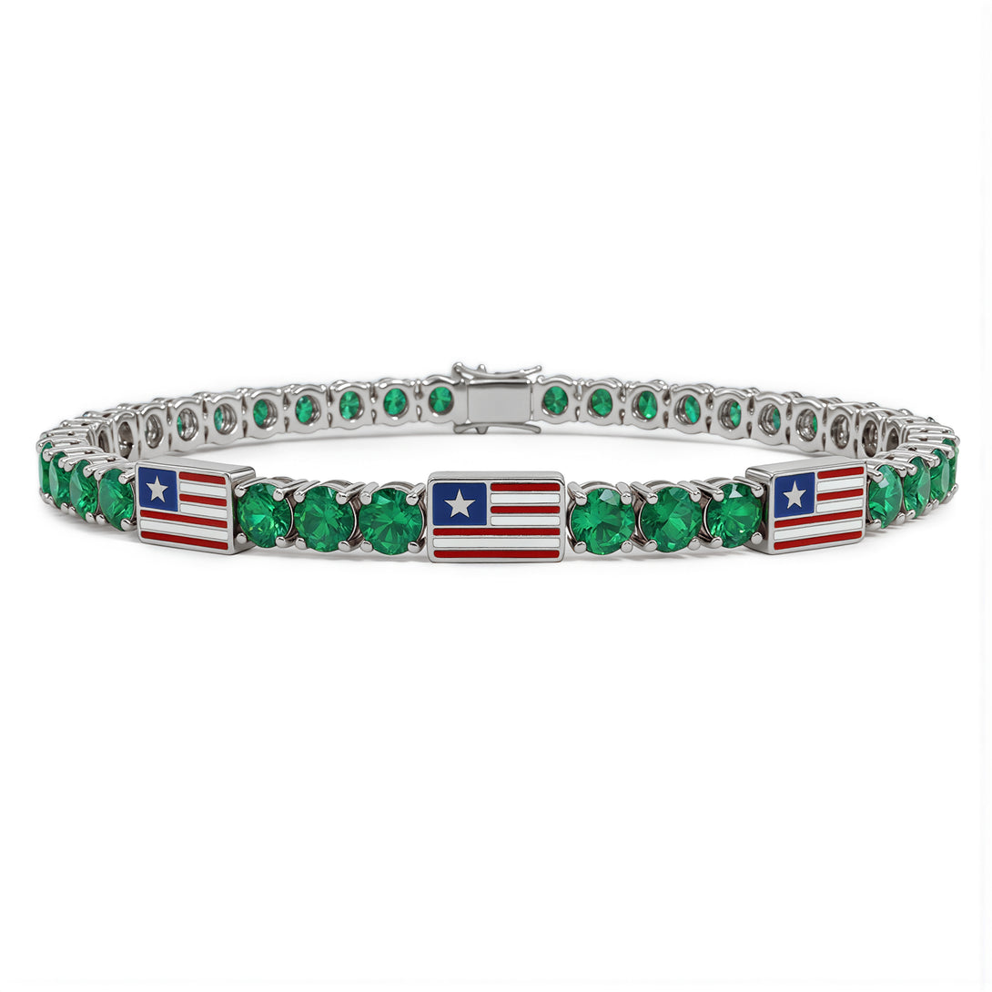 Emerald Tennis Bracelet with United States Flag no. 6