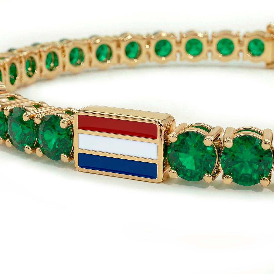 Emerald Tennis Bracelet with Netherlands Flag no. 4