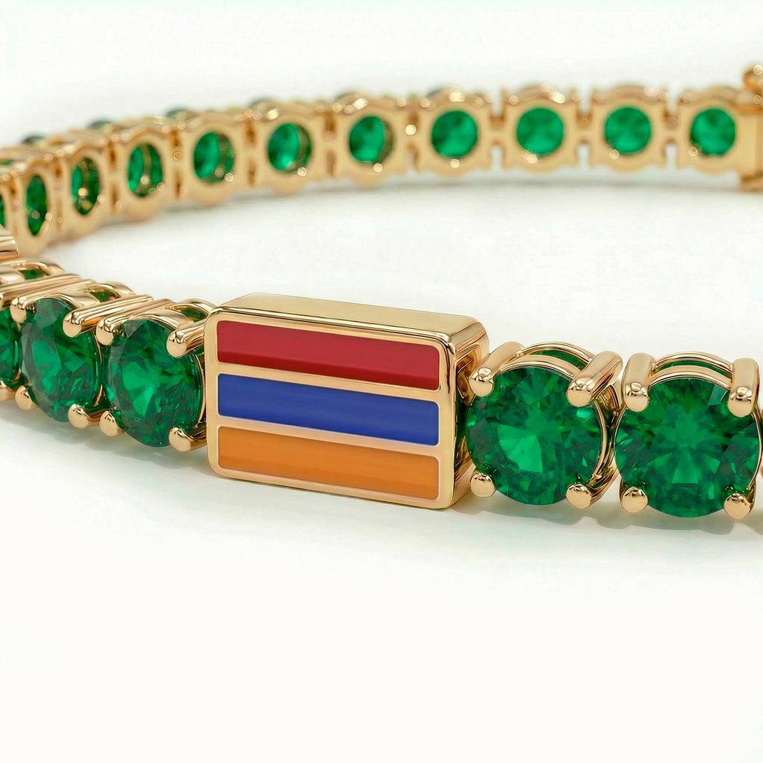 Emerald Tennis Bracelet with Armenia Flag no. 4