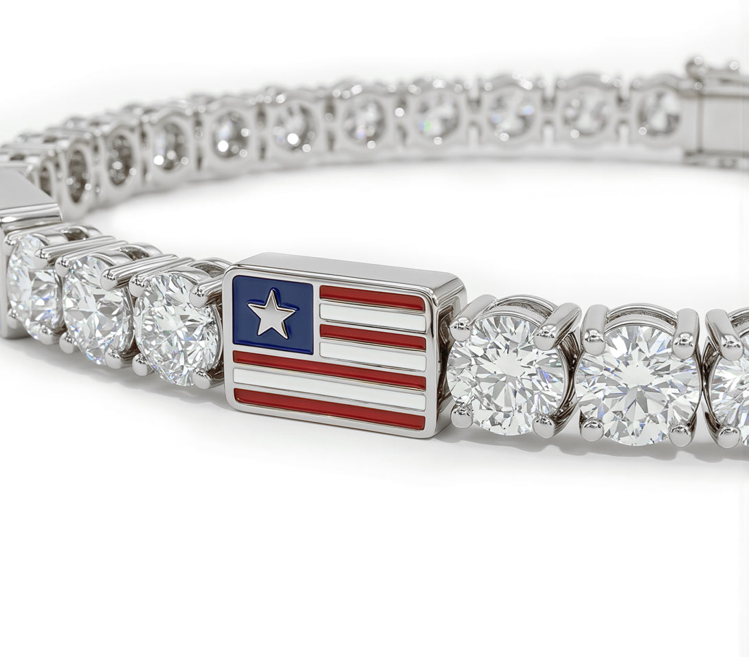 Diamond Tennis Bracelet with United States Flag no. 3