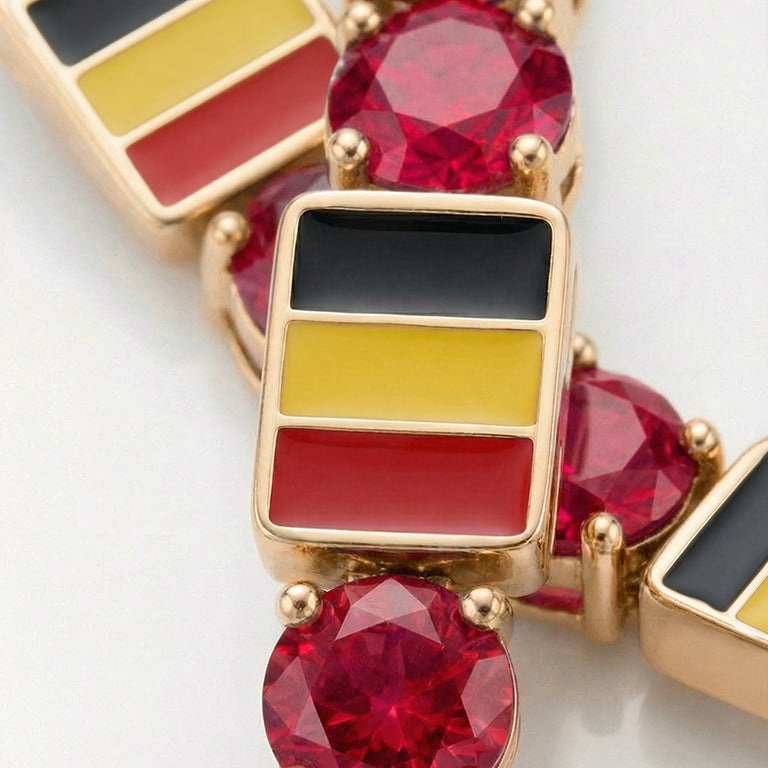 Ruby Tennis Bracelet with Belgium Flag no. 10