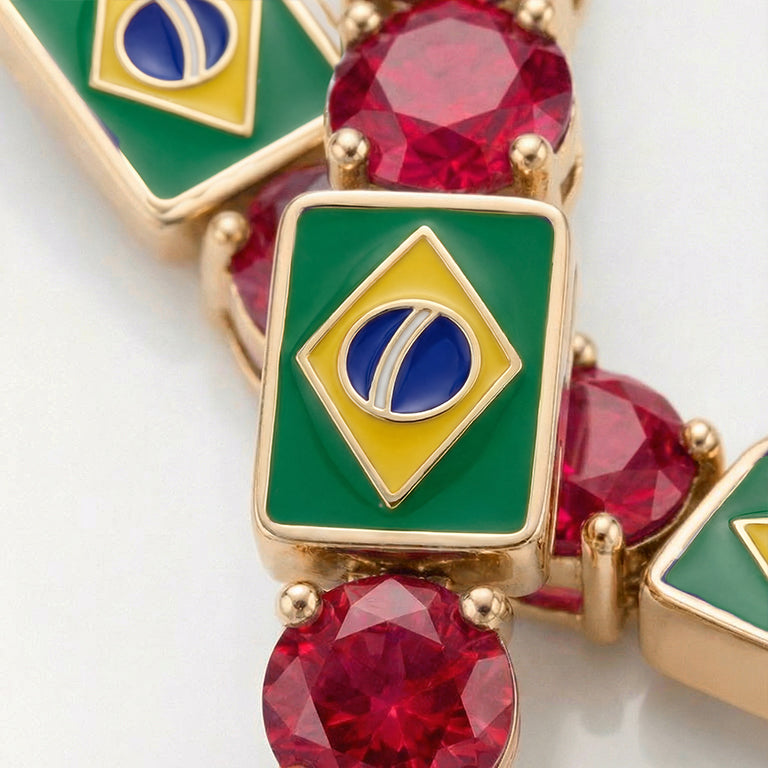 Ruby Tennis Bracelet with Brazil Flag no. 10