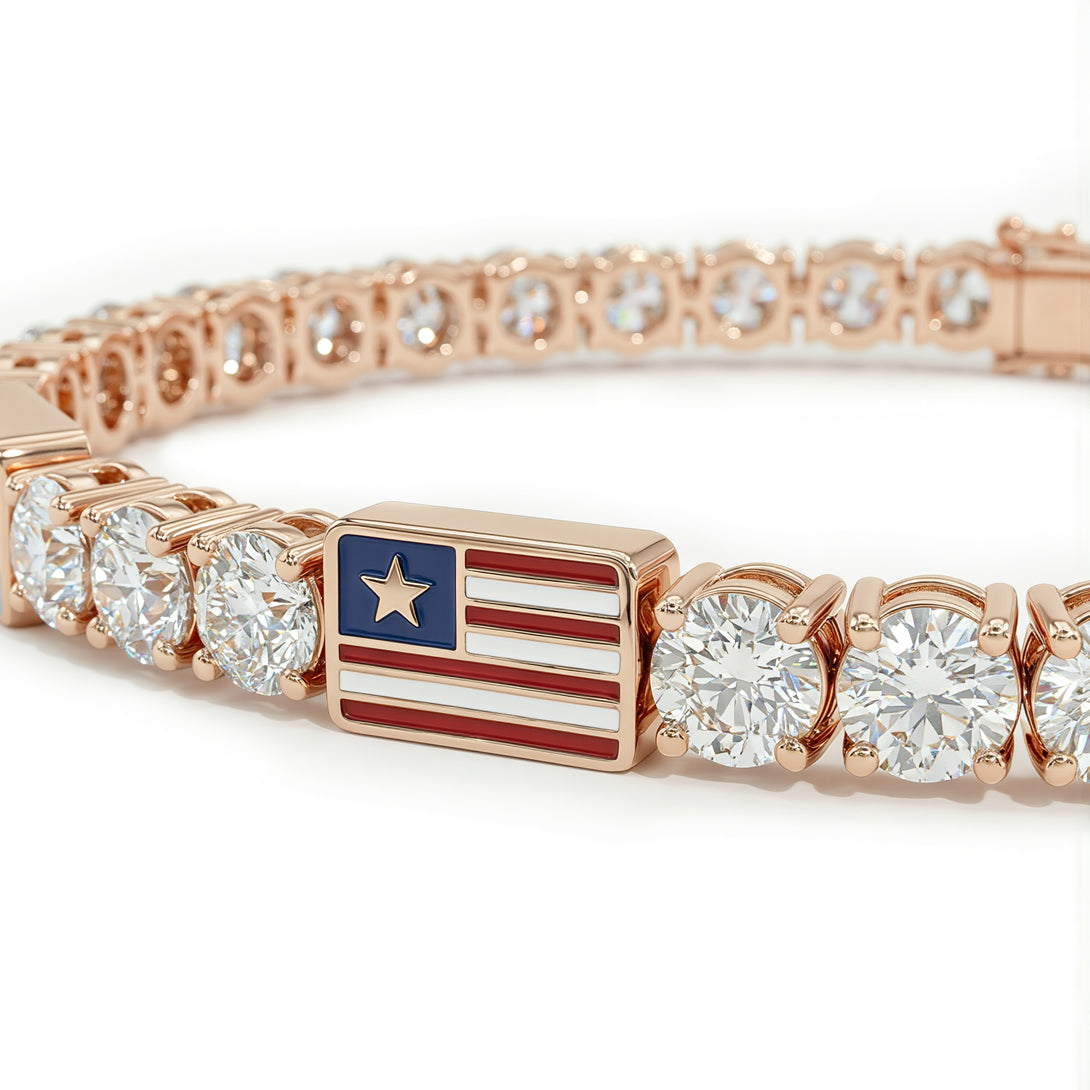 Diamond Tennis Bracelet with United States Flag no. 2
