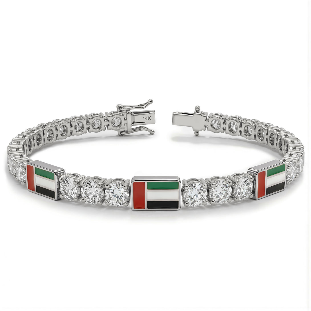 Diamond Tennis Bracelet with United Arab Emirates Flag no. 3