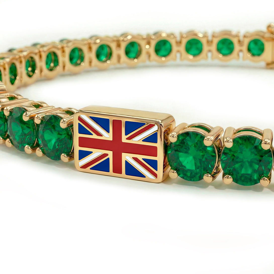 Emerald Tennis Bracelet with United Kingdom Flag no. 4