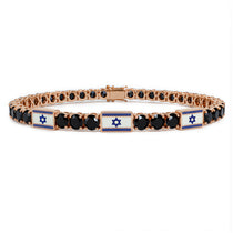Black Diamond Tennis Bracelet with Israeli Flag no. 8 image 1