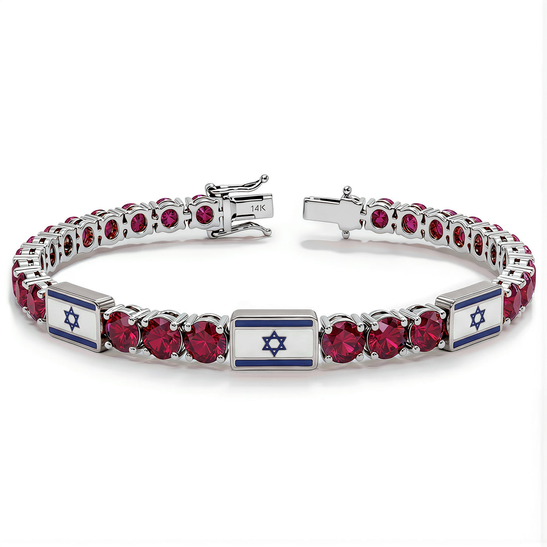 Ruby Tennis Bracelet with Israeli Flag no. 12