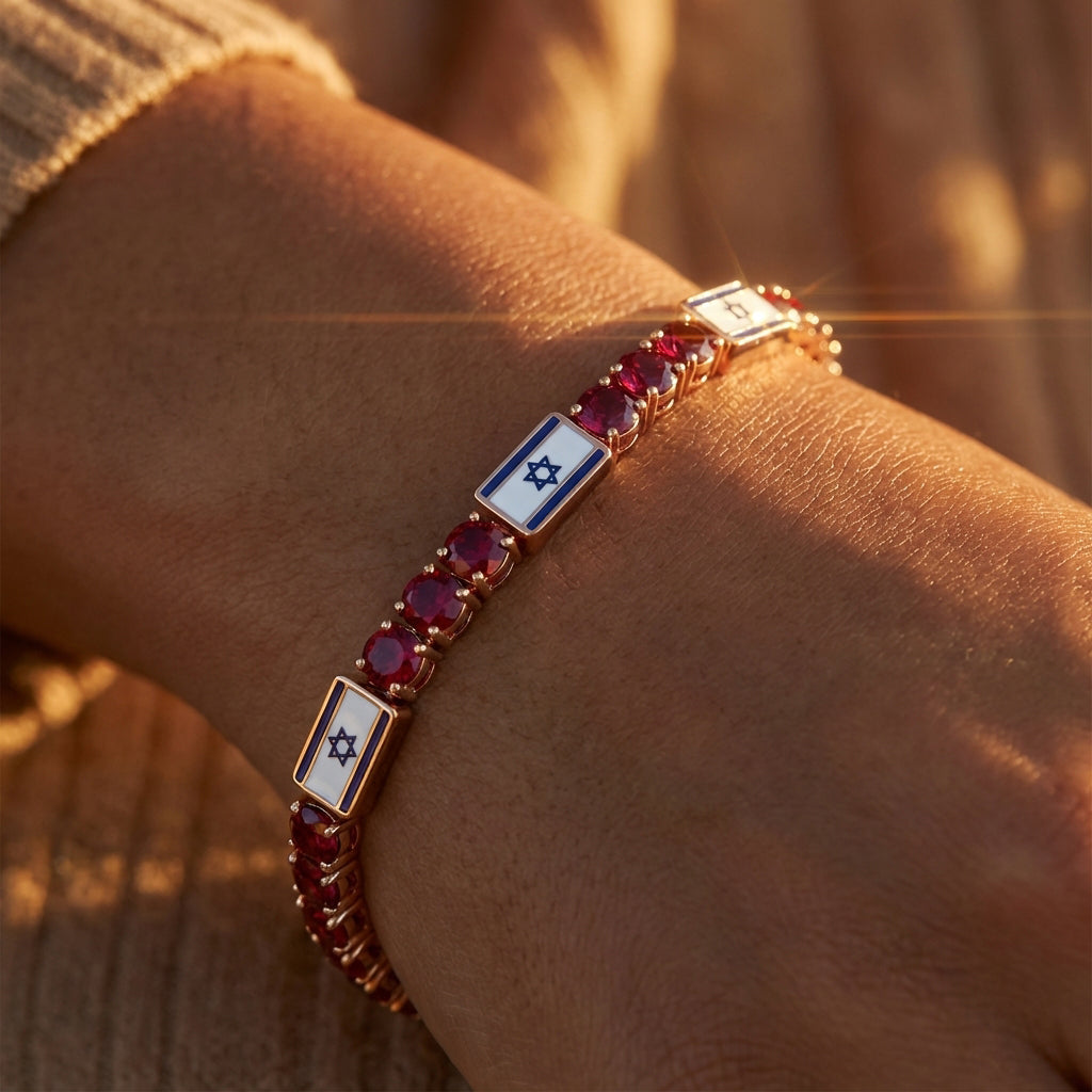 Ruby Tennis Bracelet with Israeli Flag no. 11