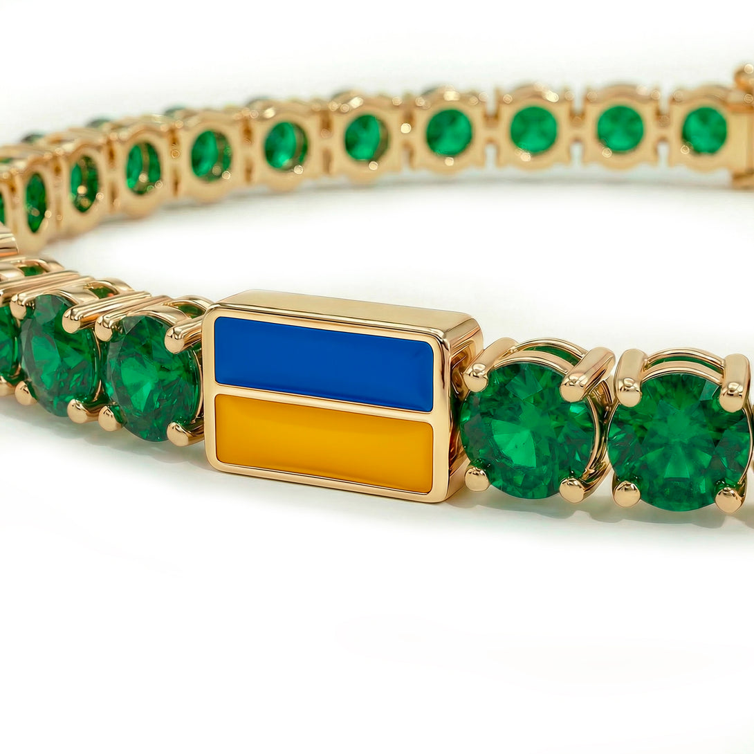 Emerald Tennis Bracelet with Ukraine Flag no. 4