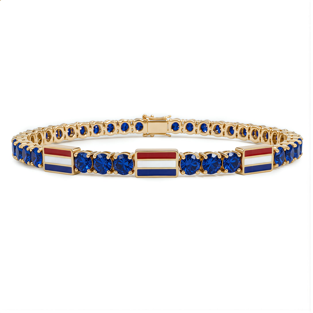 Sapphire Tennis Bracelet with Netherlands Flag no. 13