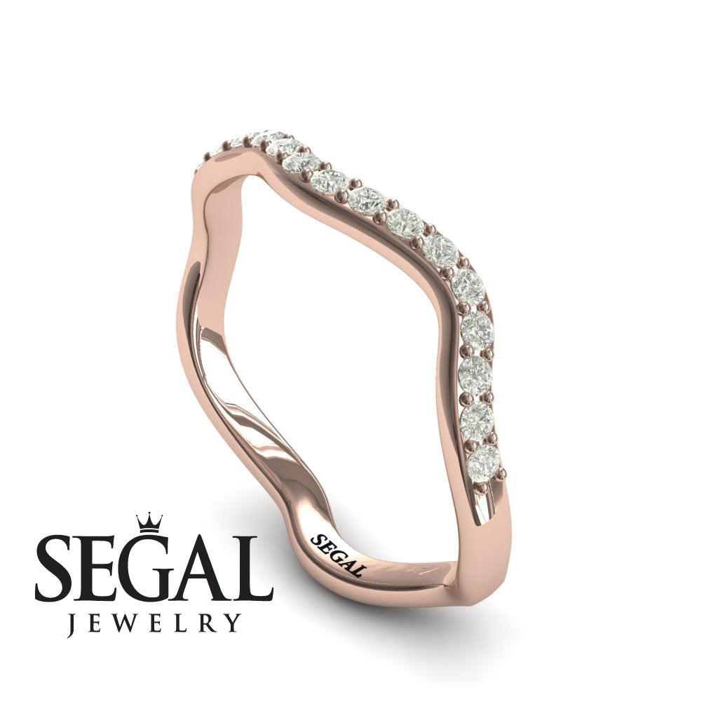 14k Rose Gold Wedding Ring Set -The Leaves Festival Bridal Set Diamond Ring- Allison no. 2