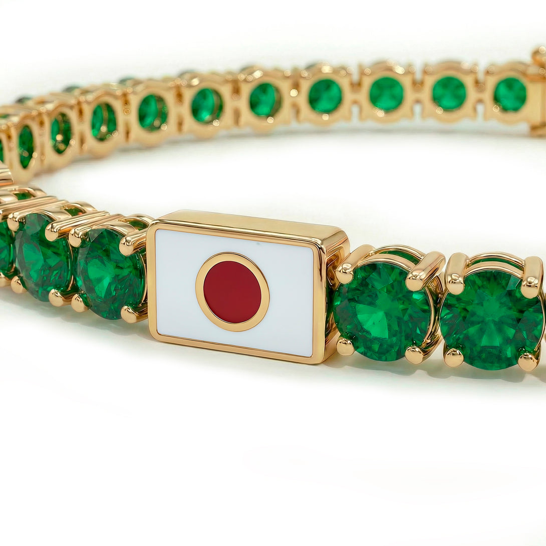 Emerald Tennis Bracelet with Japan Flag no. 4