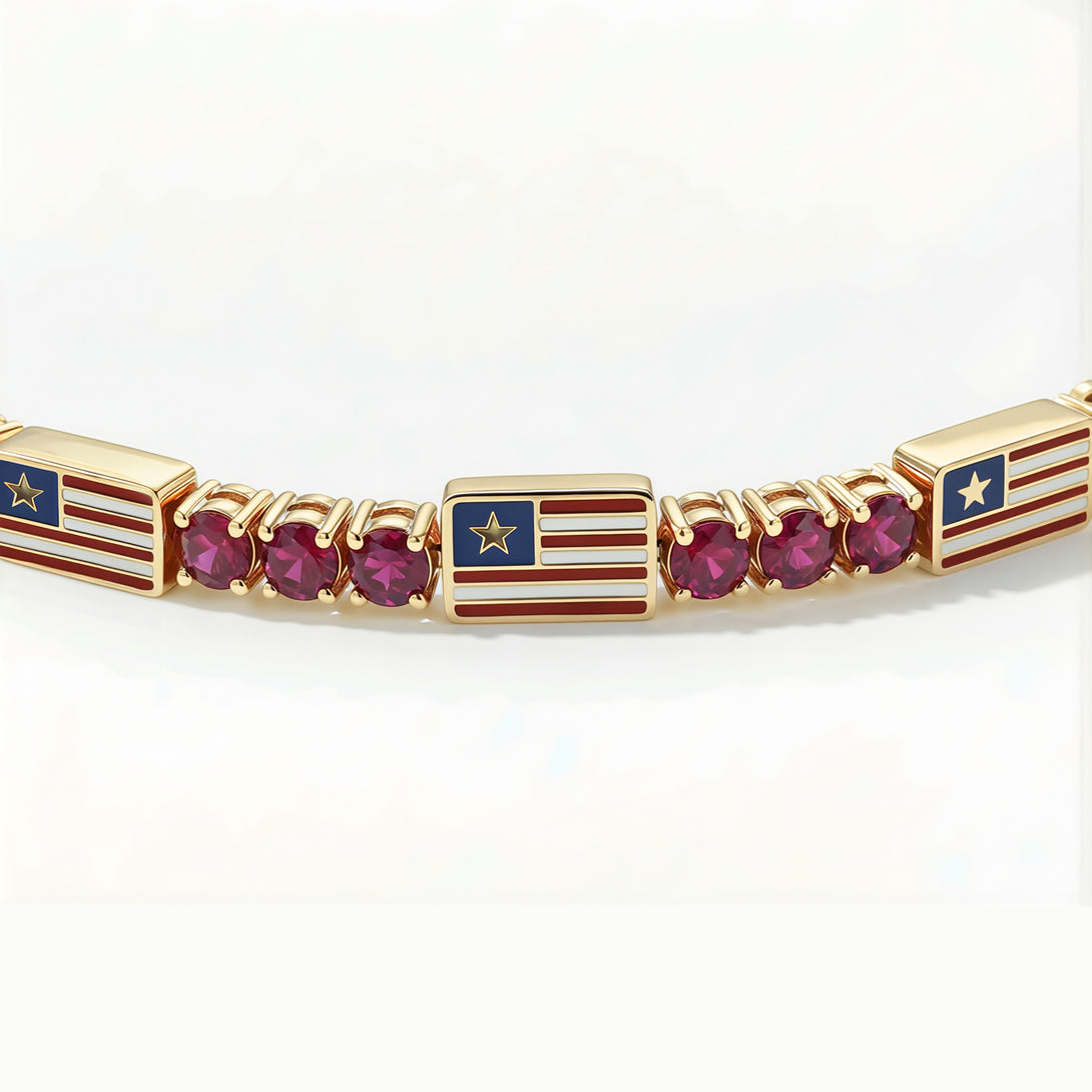 Ruby Tennis Bracelet with United States Flag no. 10
