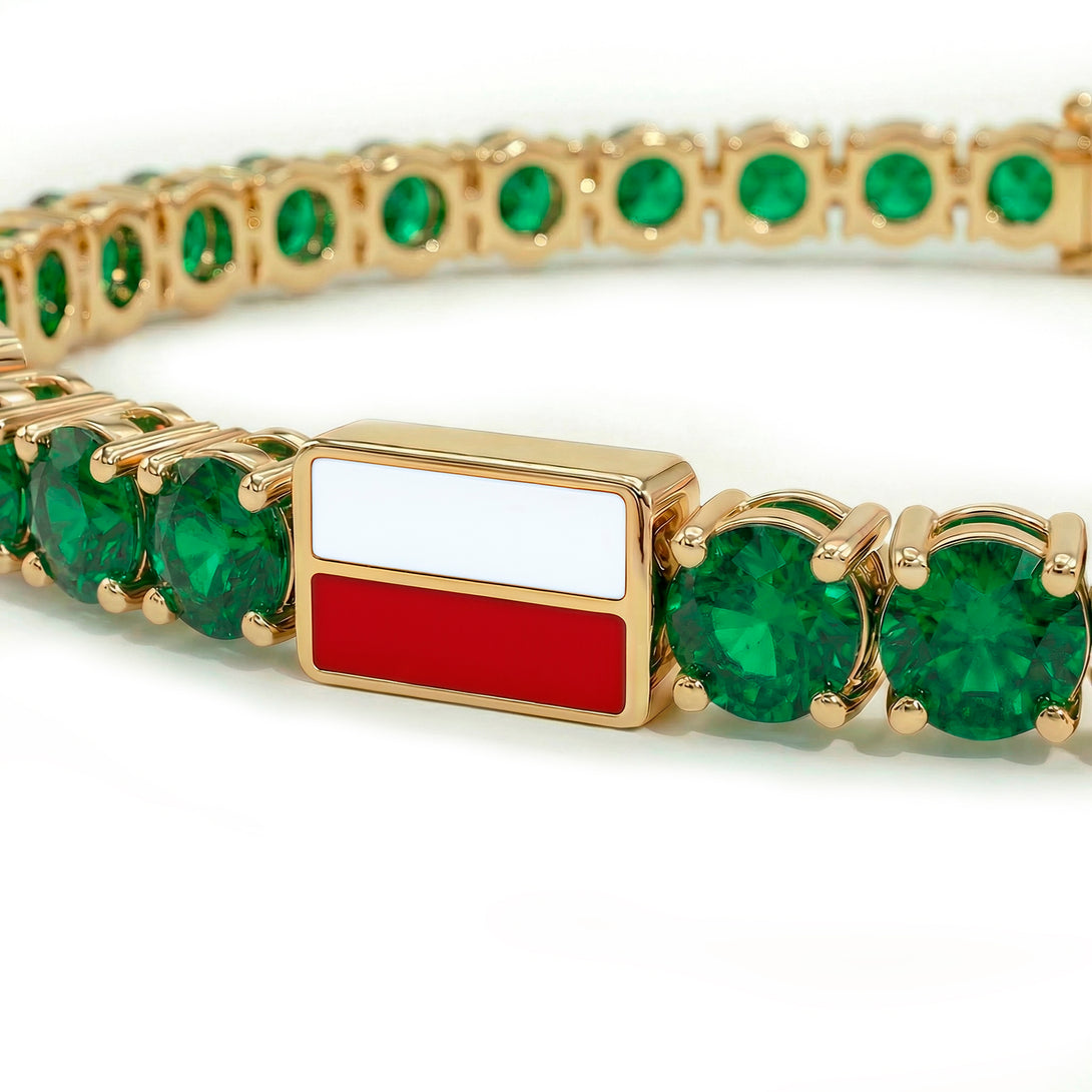 Emerald Tennis Bracelet with Poland Flag no. 4