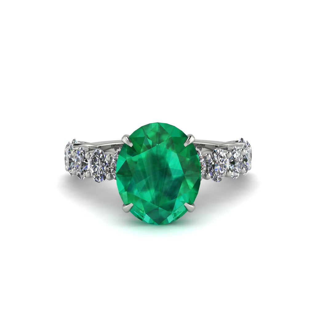 4ct Oval Cut Emerald Engagement Ring - Xena No. 6