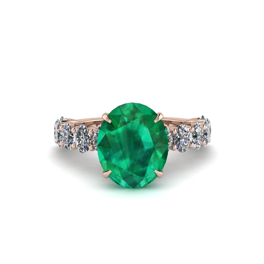 4ct Oval Cut Emerald Engagement Ring - Xena No. 5