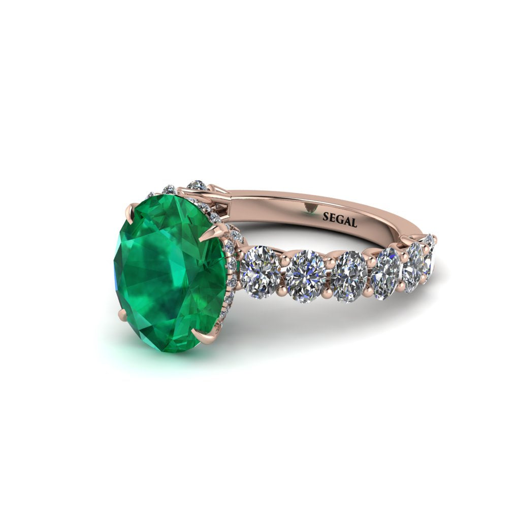 4ct Oval Cut Emerald Engagement Ring - Xena No. 5