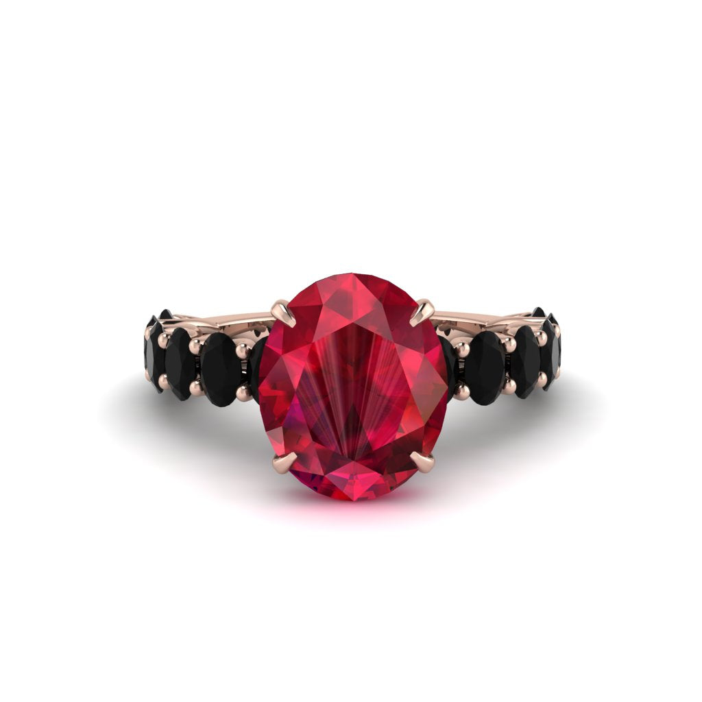 4ct Oval Cut Ruby Engagement Ring - Xena No. 41