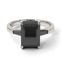 Three Stone Radiant Cut Black Diamond Engagement Ring - Hillary No. 39