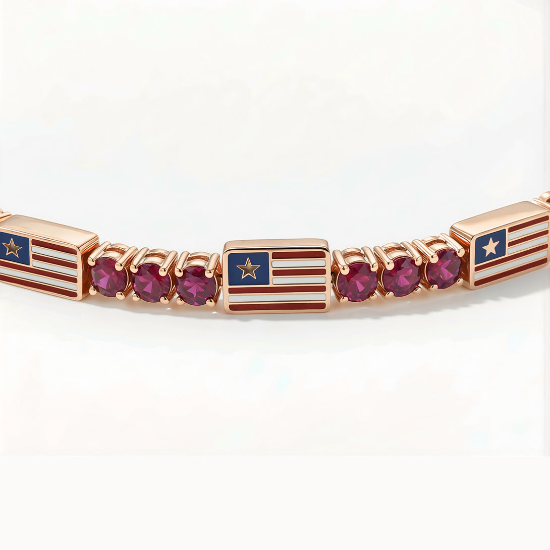 Ruby Tennis Bracelet with United States Flag no. 11