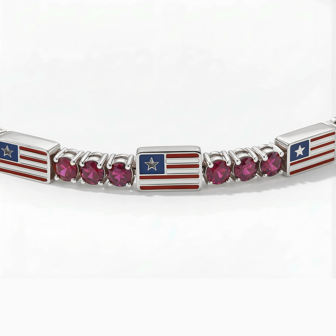 Ruby Tennis Bracelet with United States Flag no. 12