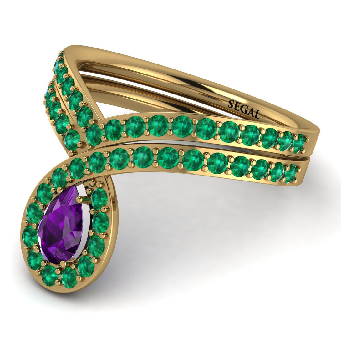 Amethyst Pear Shape Stacking Bridal Set - Emilia No. 304