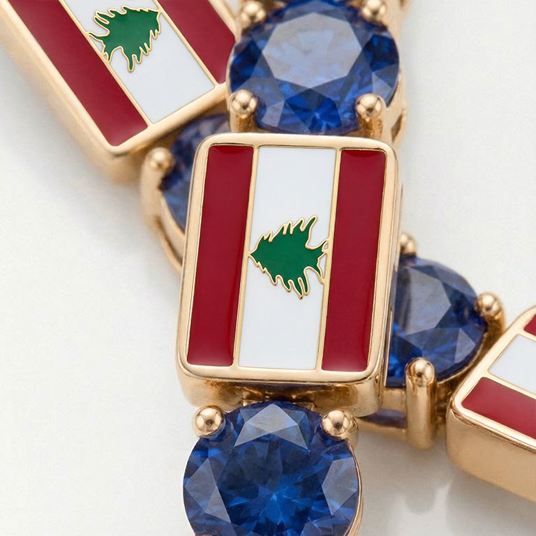 Sapphire Tennis Bracelet with Lebanon Flag no. 13