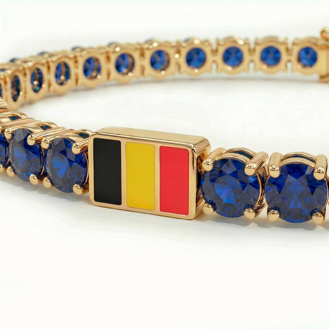 Sapphire Tennis Bracelet with Belgium Flag no. 13