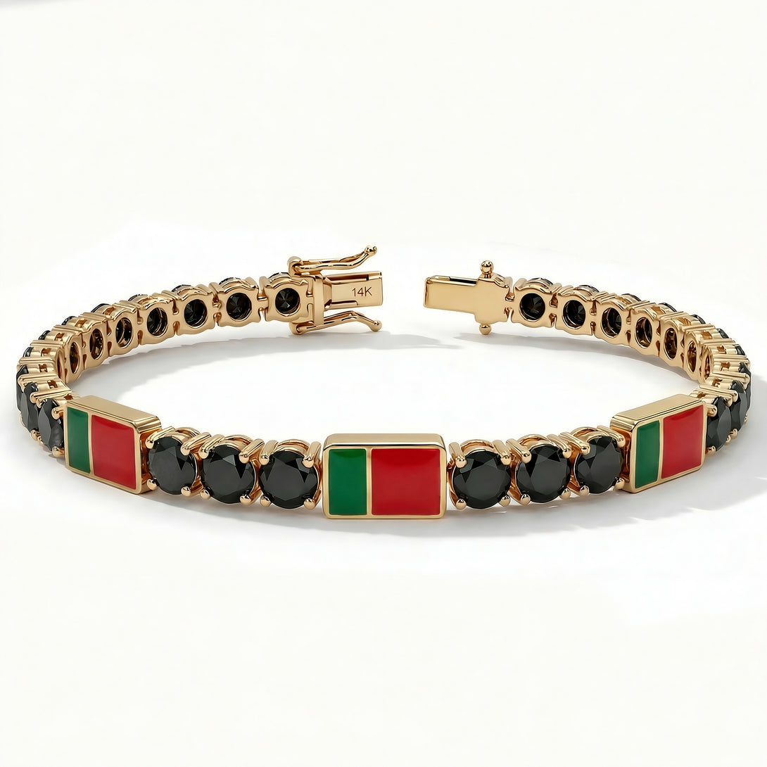 Black Diamond Tennis Bracelet with Portugal Flag no. 7